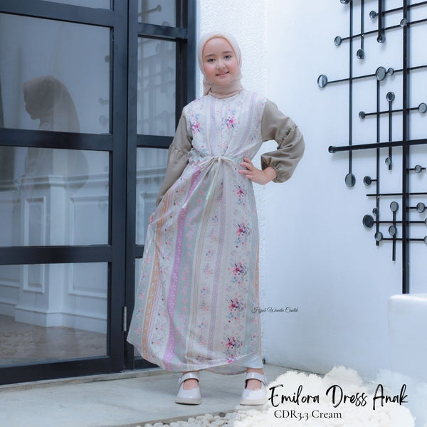 [ READY STOCK ] Emilora Dress Anak Custom - CDR3.3 Creamy