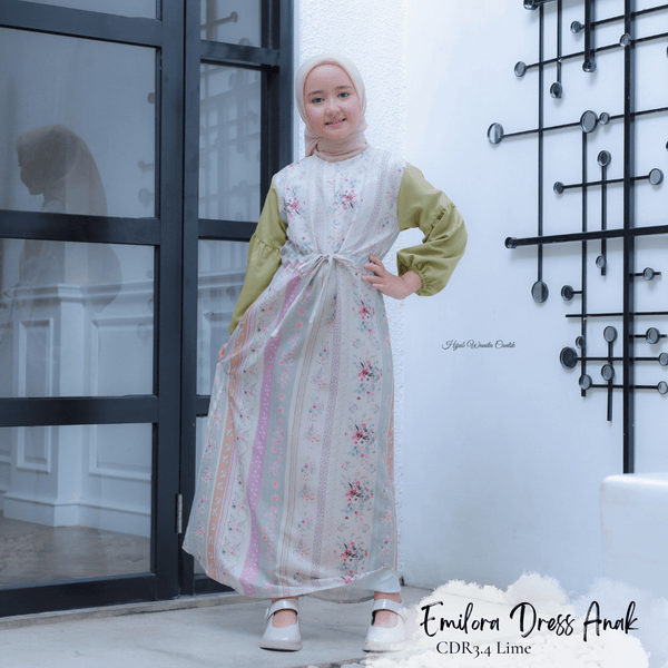[ READY STOCK ] Emilora Dress Anak Custom - CDR3.4 Lime