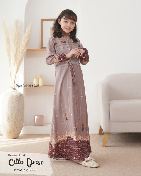Cilla Dress Anak Custom - DCA2.3 Choco
