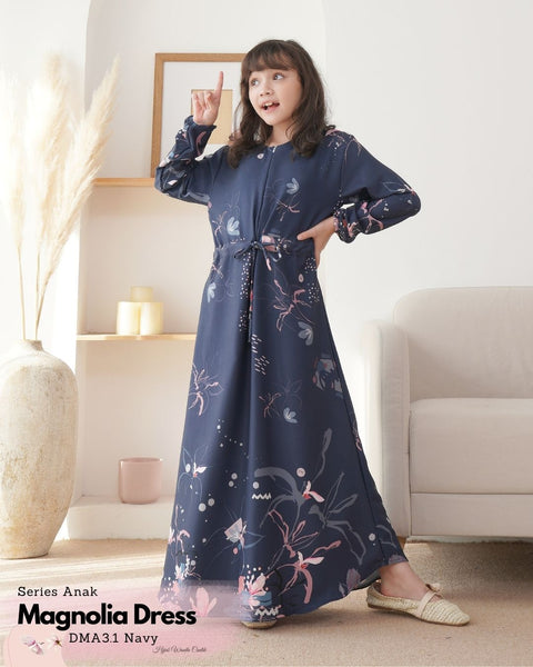 [ READY STOCK ] Magnolia Dress Anak Custom - DMA3.1 Navy