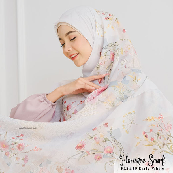 [ BUY 3 GET 5 ] Extra 2 Hadiah Florence Scarf - FL24.16 Early White