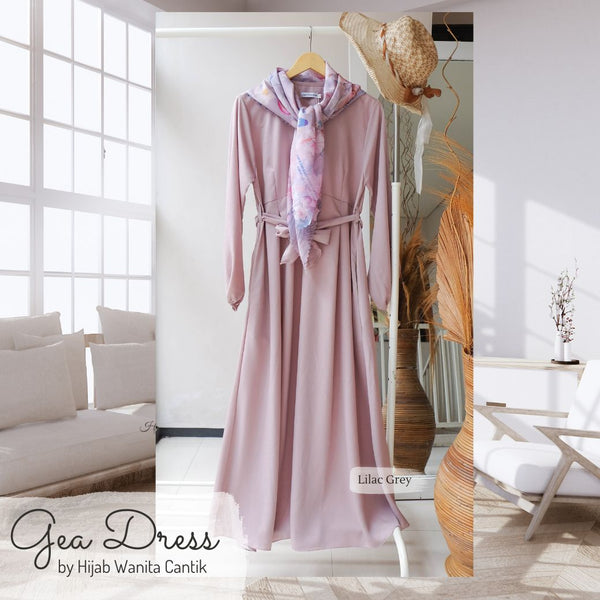 [FREE TULIP SCARF] Gea Dress - GE45.7 Lilac Grey