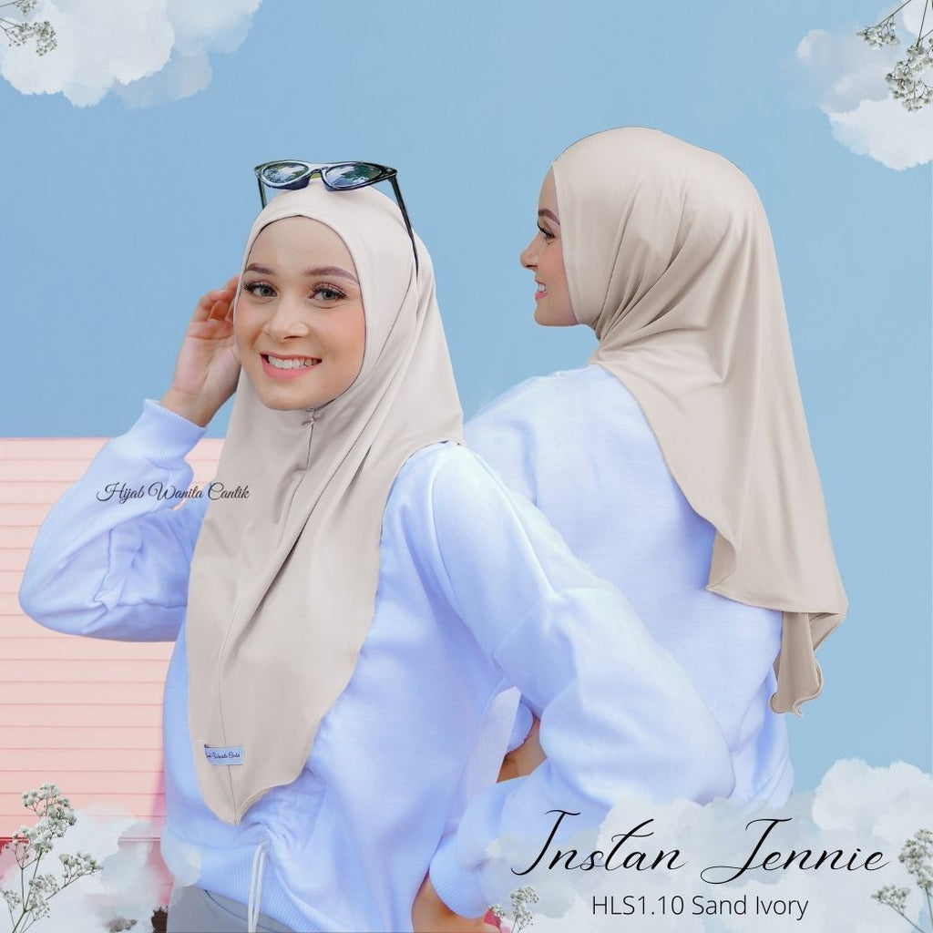 Instan Jennie Sporty Hijab - HLS1.10 Sand Ivory