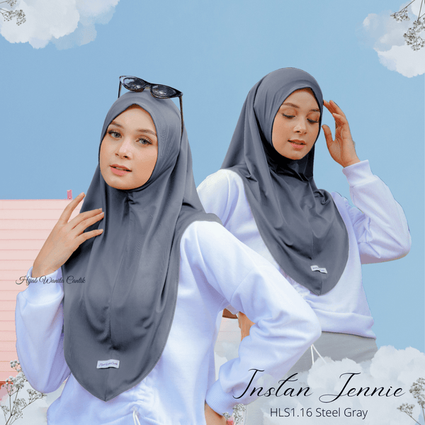 Instan Jennie Sporty Hijab - HLS1.16 Steel Gray