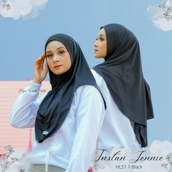 Instan Jennie Sporty Hijab - HLS1.1 Black