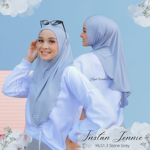 Instan Jennie Sporty Hijab - HLS1.3 Stone Grey