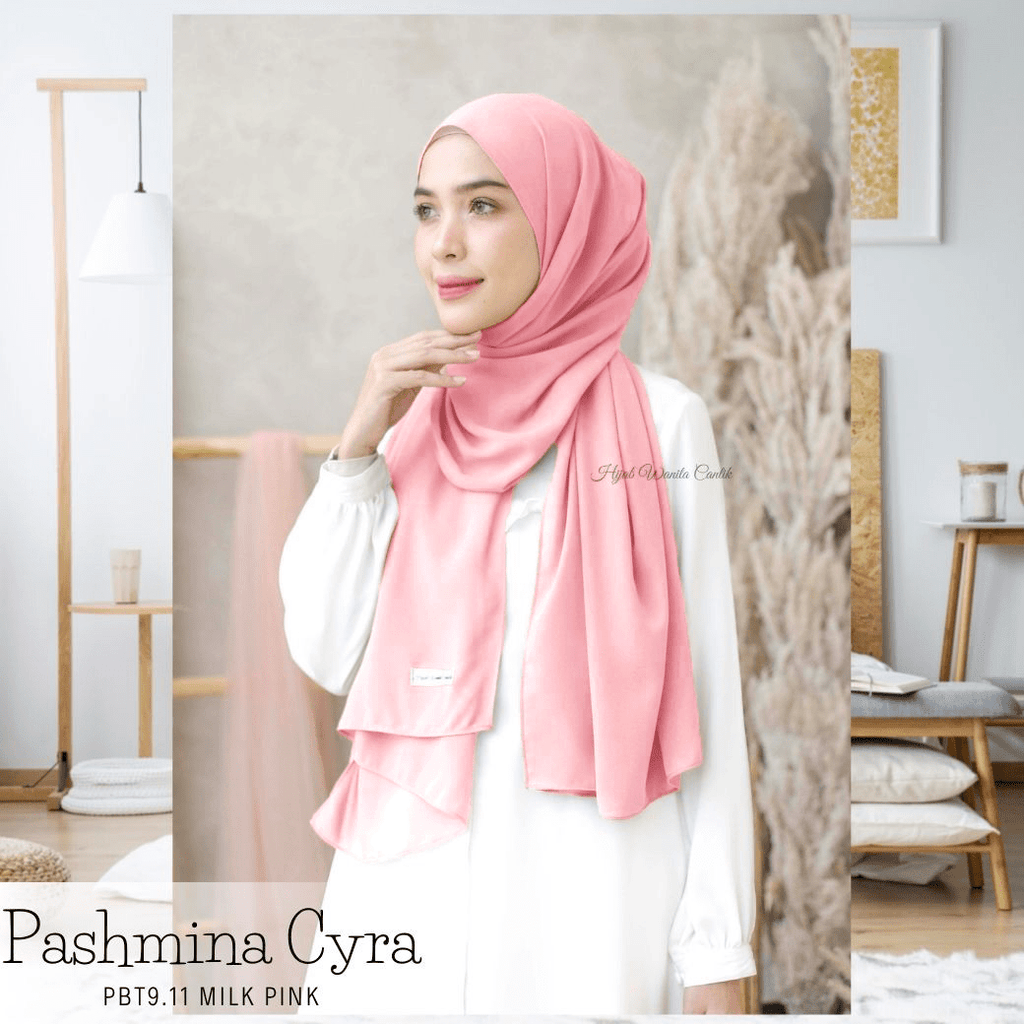 [ BELI 3 GRATIS 1 ] Pashmina Cyra - PBT9.11 Milk Pink