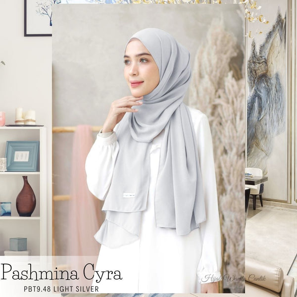 [ BELI 3 GRATIS 1 ] Pashmina Cyra - PBT9.48 Light Silver