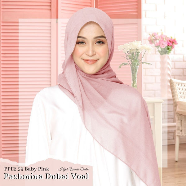 Dubai Voal Pashmina  - PPE2.59 Baby Pink