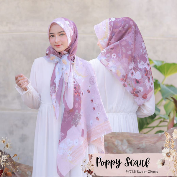[ BUY 3 GET 1 FREE HIJAB ] Segiempat Poppy Scarf - PY71.3 Sweet Cherry